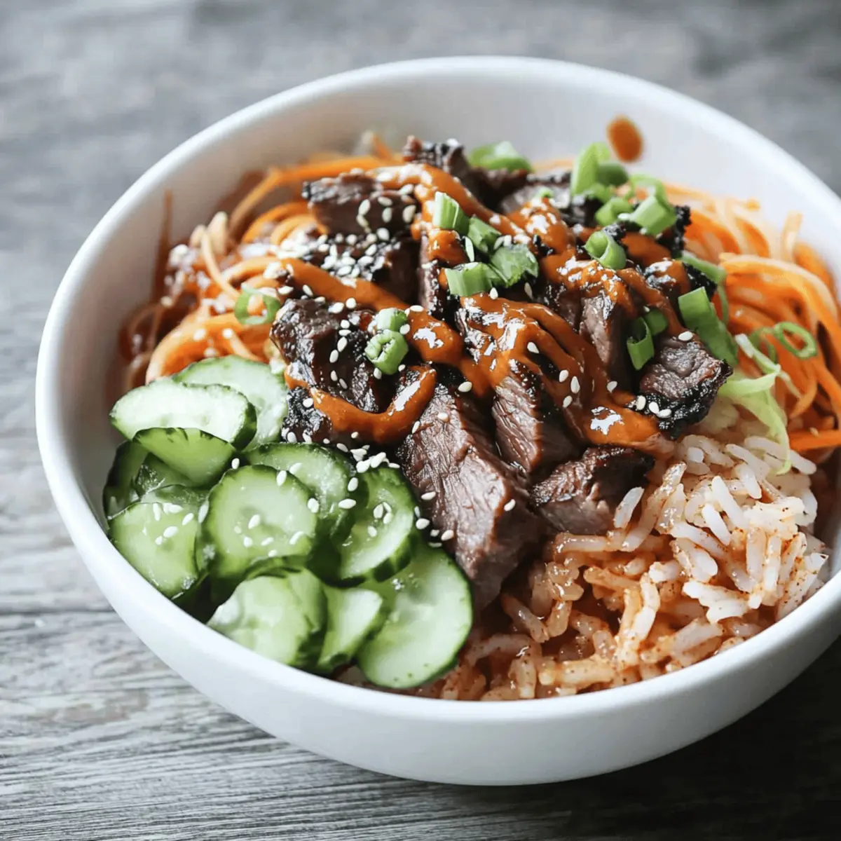 Korean BBQ Steak Rice Bowls with Spicy Cream Sauce Recipe