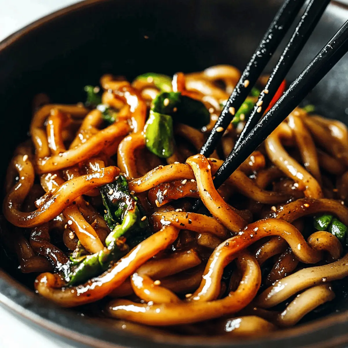 Delicious Black Pepper Udon Stir Fried with Fresh Veggies
