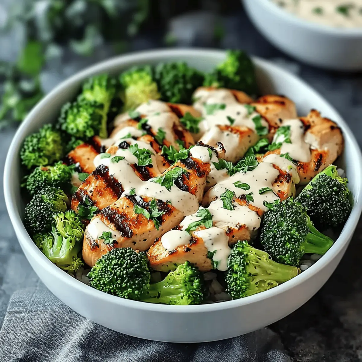 Delicious Grilled Chicken & Broccoli Bowls with Garlic Sauce Recipe