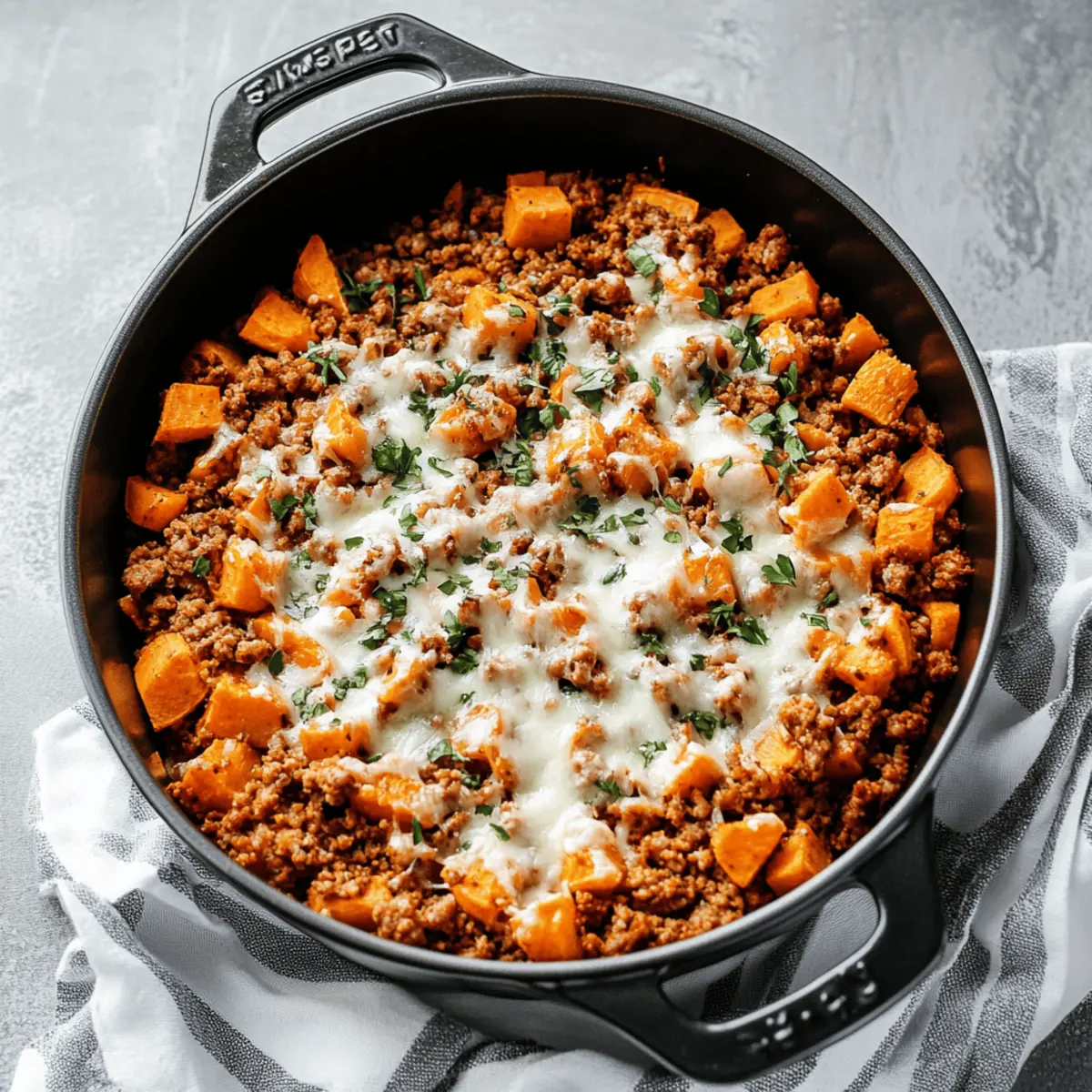 Easy Sweet Potato and Ground Turkey Bake Skillet Recipe
