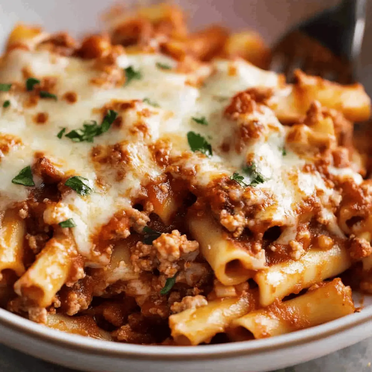 Easy Baked Ziti Recipe with Ground Meat and Cheese Delight