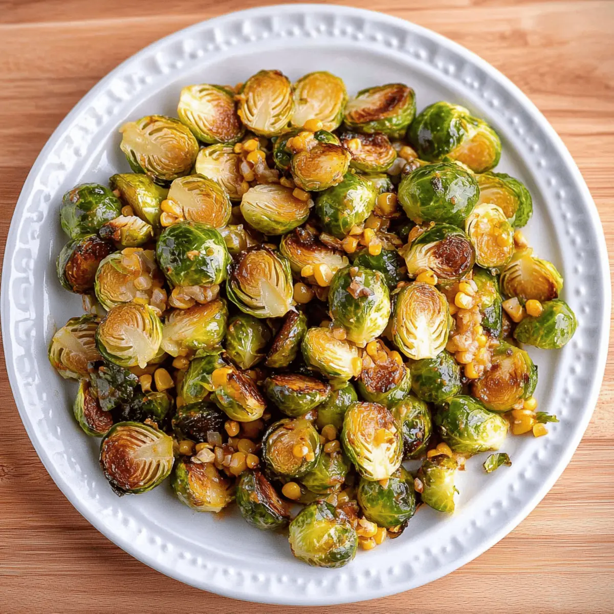 Mexican Street Corn Brussels Sprouts with Honey Balsamic Glaze