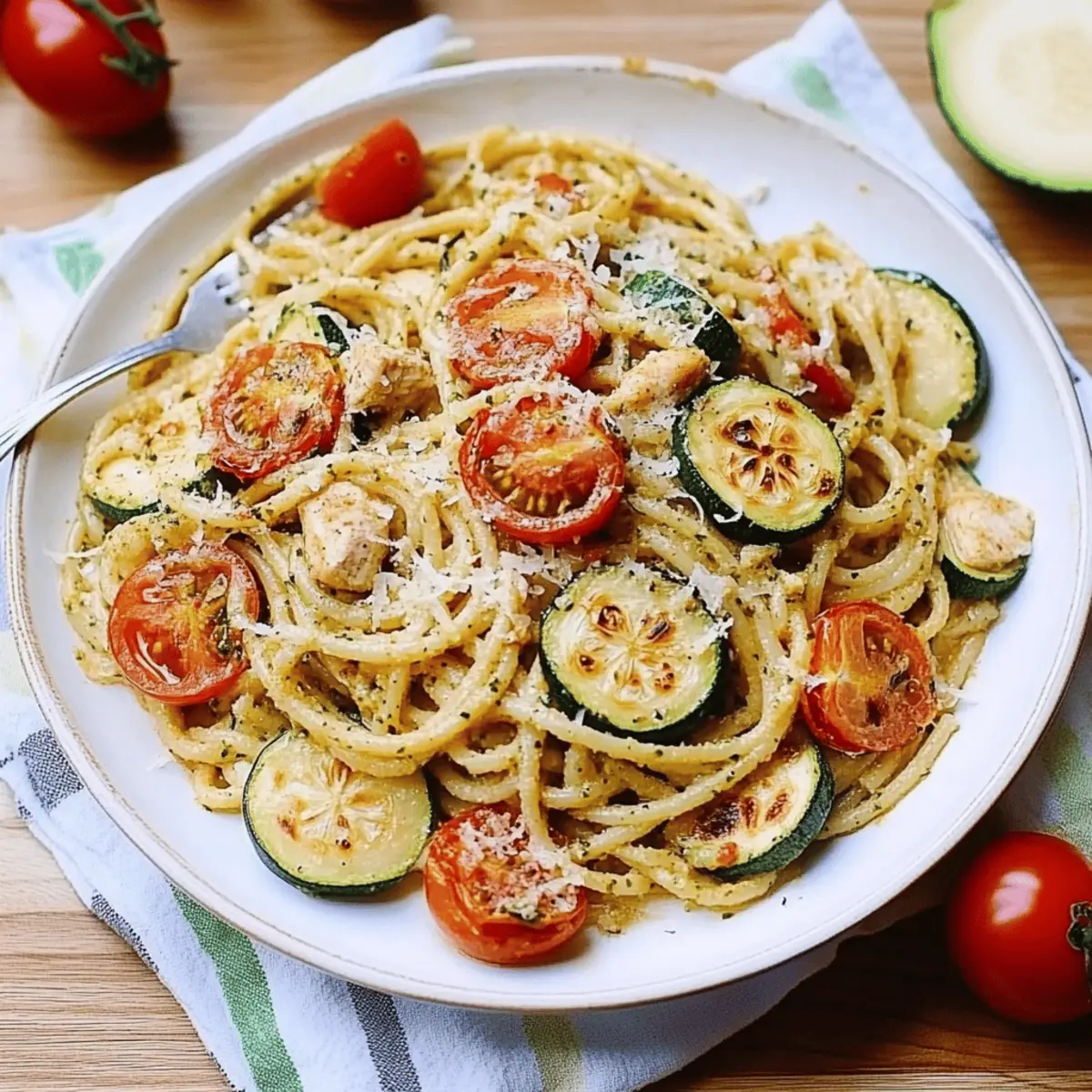 Parmesan Zucchini Tomato Chicken Spaghetti