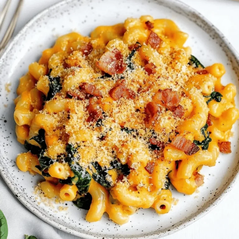 Spinach Bacon Pumpkin Mac and Cheese