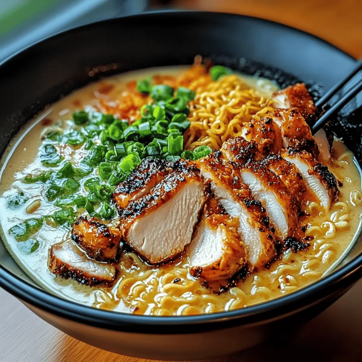 Fiery Chicken Ramen with Creamy Garlic Sauce for Spicy Lovers
