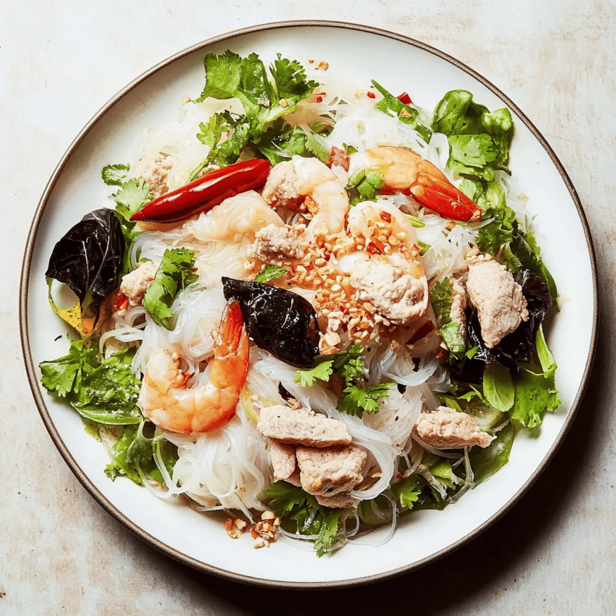 Delicious Yum Woon Sen Recipe with Shrimp and Ground Turkey