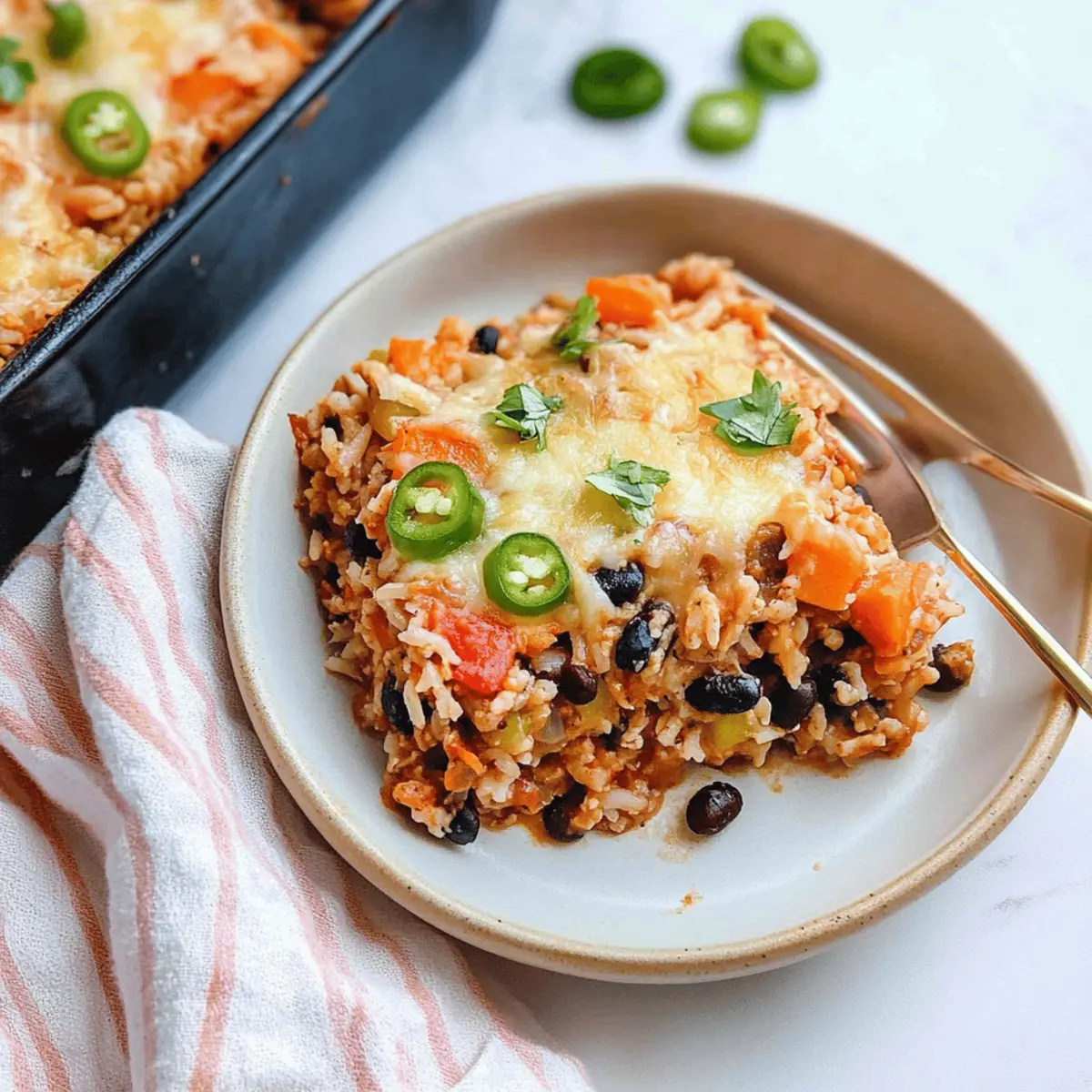 Rice and Bean Casserole with Sweet Potatoes