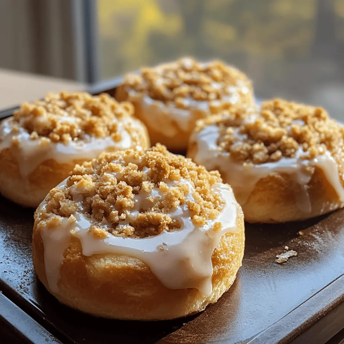 Delicious Apple Cheesecake Buns with Crumble Topping and Glaze