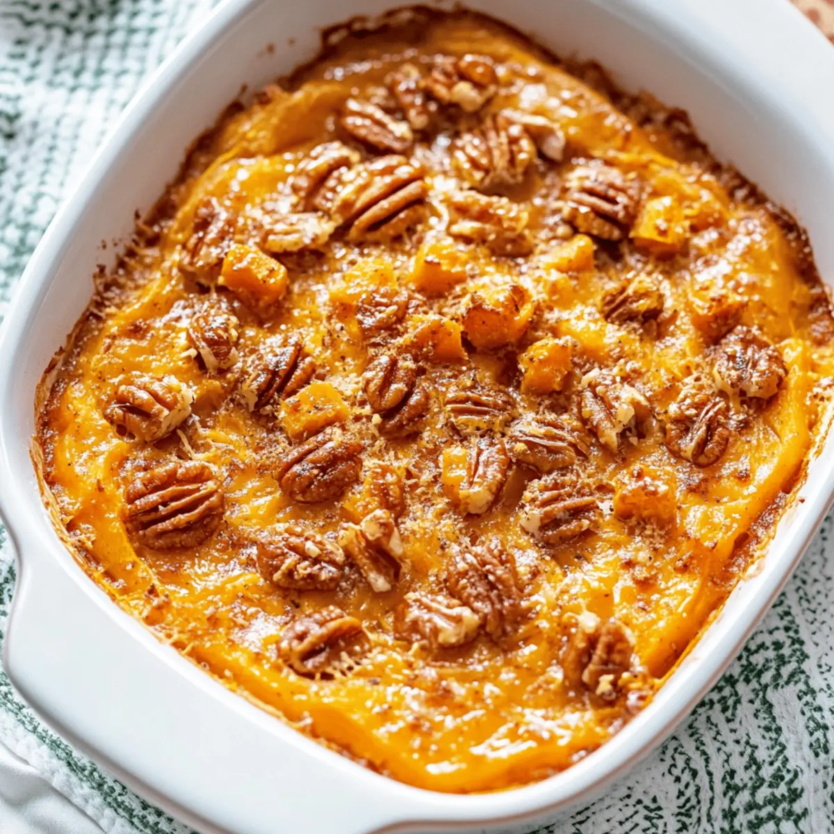 Delicious Butternut Squash Casserole Recipe with Pecan Topping