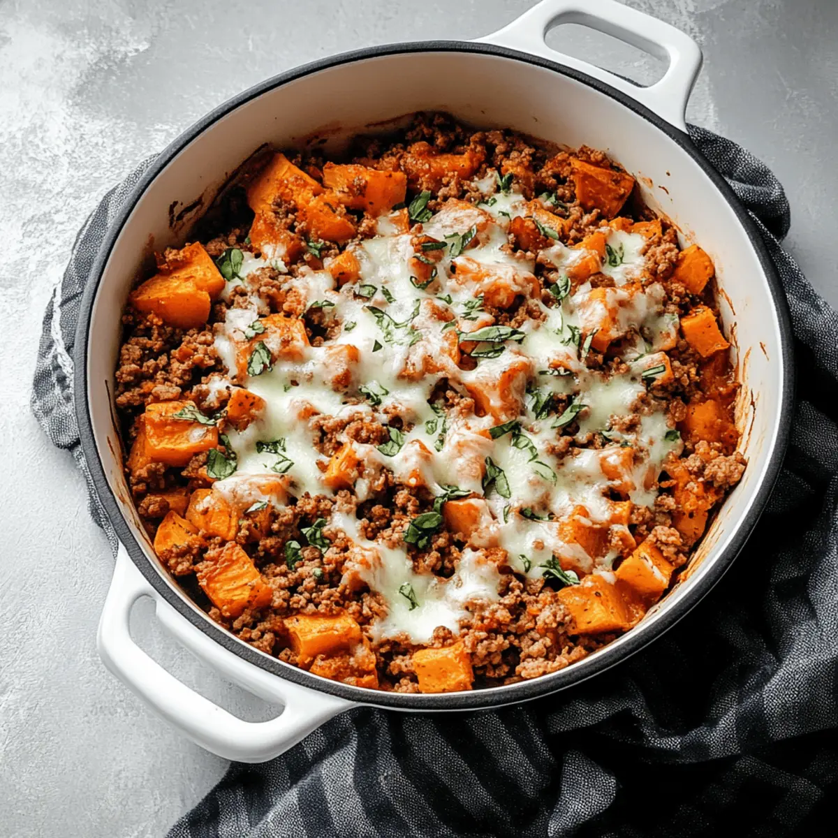 Easy Sweet Potato and Ground Turkey Bake Skillet Recipe