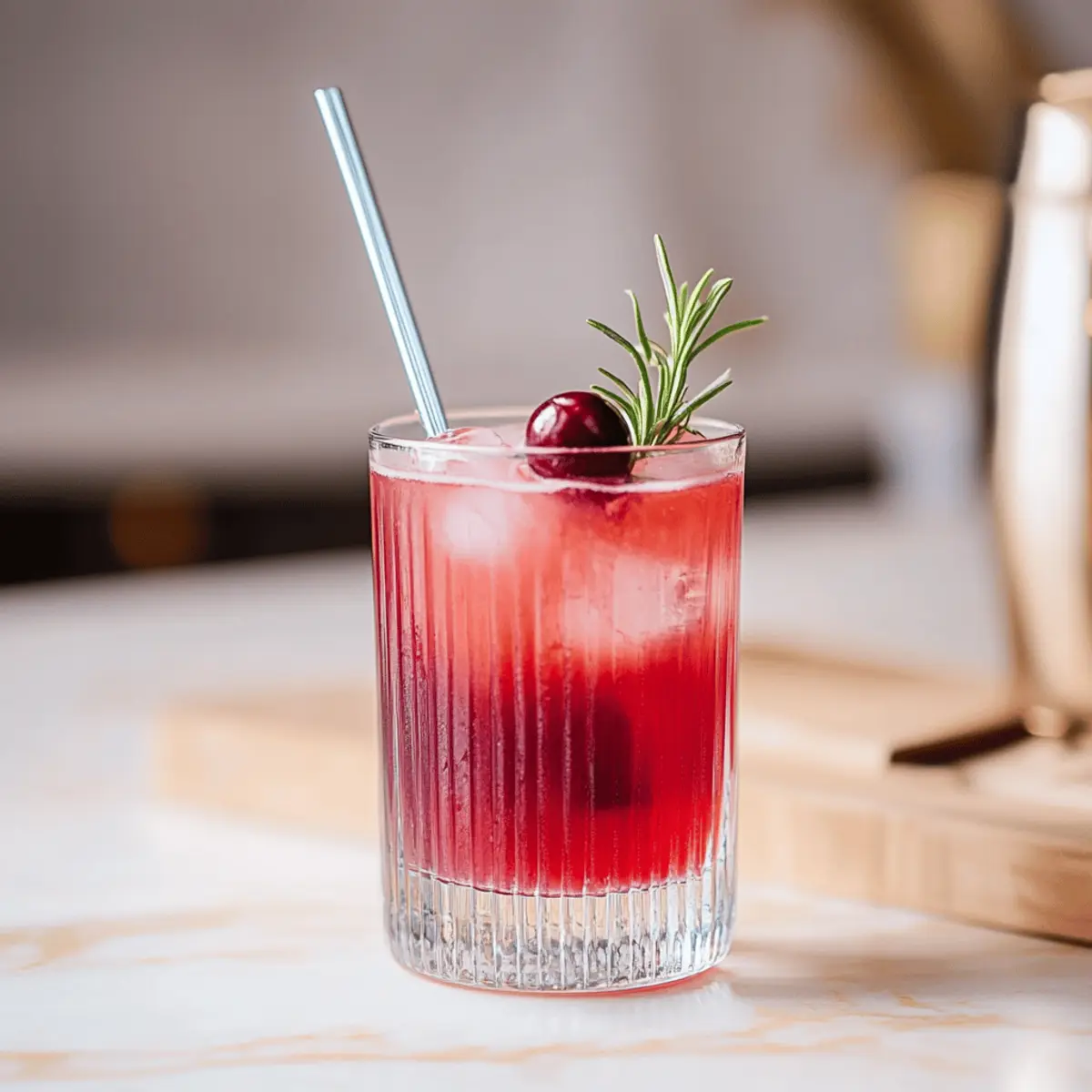 Delicious Mocktail Cranberry Pêche Recipe with Smoky Rosemary Twist