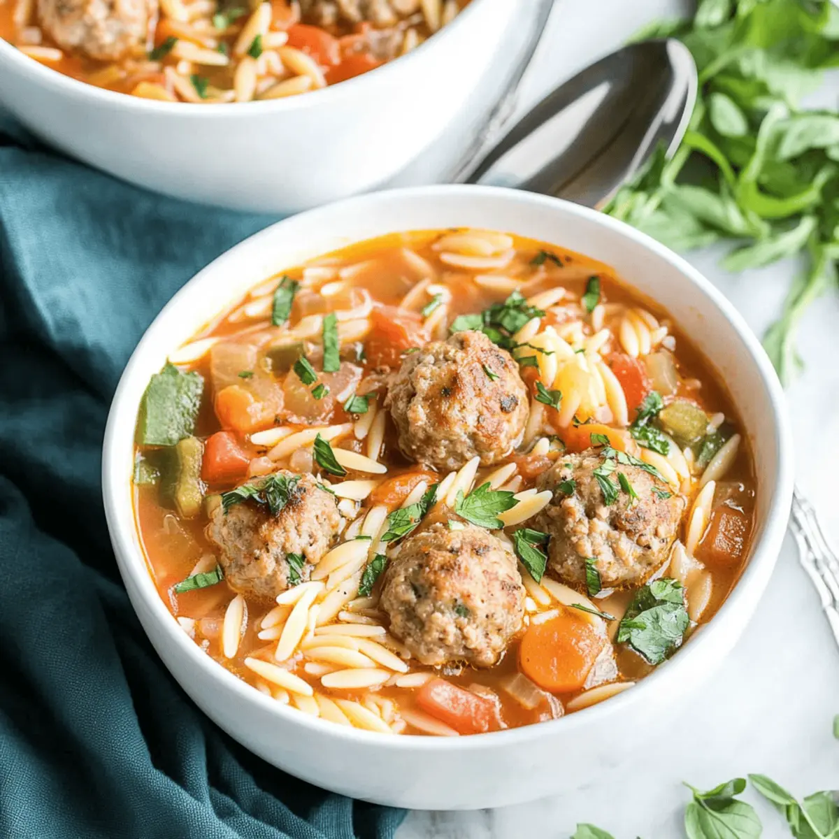 Easy One-Pot Italian Meatball & Orzo Soup
