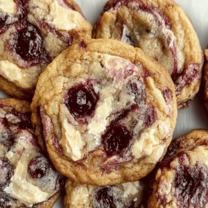 White Chocolate Cherry Jam Cookies