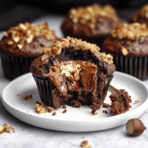 Chocolate Mascarpone Muffins with Hazelnut Crumbl
