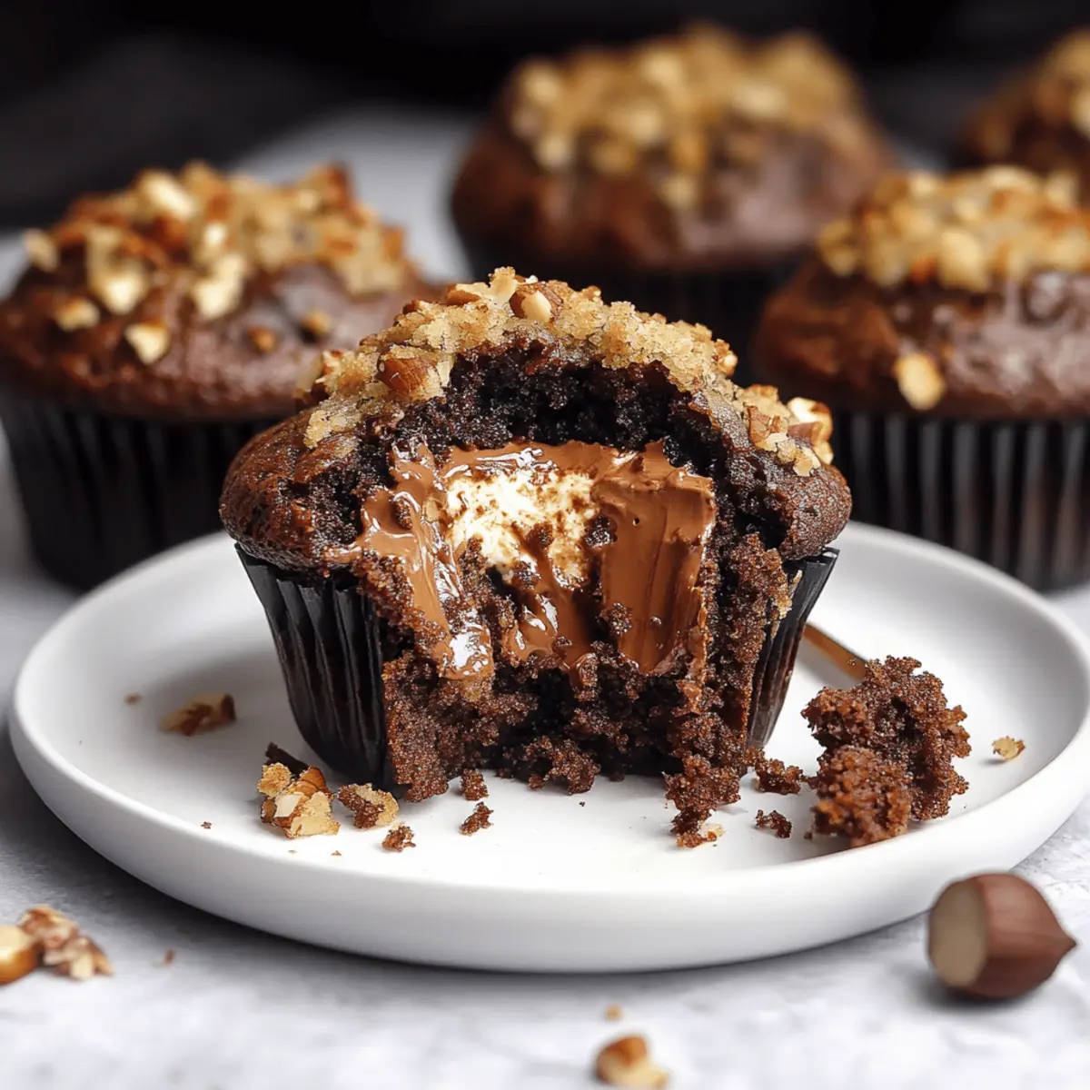 Chocolate Mascarpone Muffins with Hazelnut Crumbl