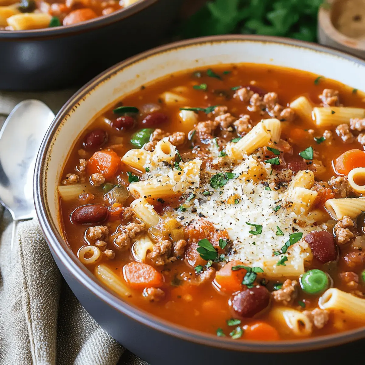 Delicious Pasta Fagioli Soup Recipe with Ground Beef and Beans
