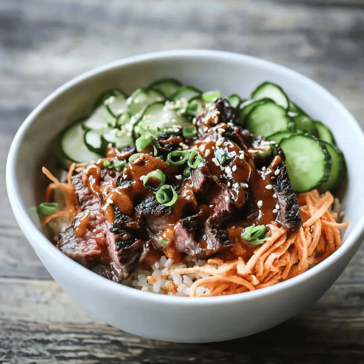 Korean BBQ Steak Rice Bowls with Spicy Cream Sauce Recipe