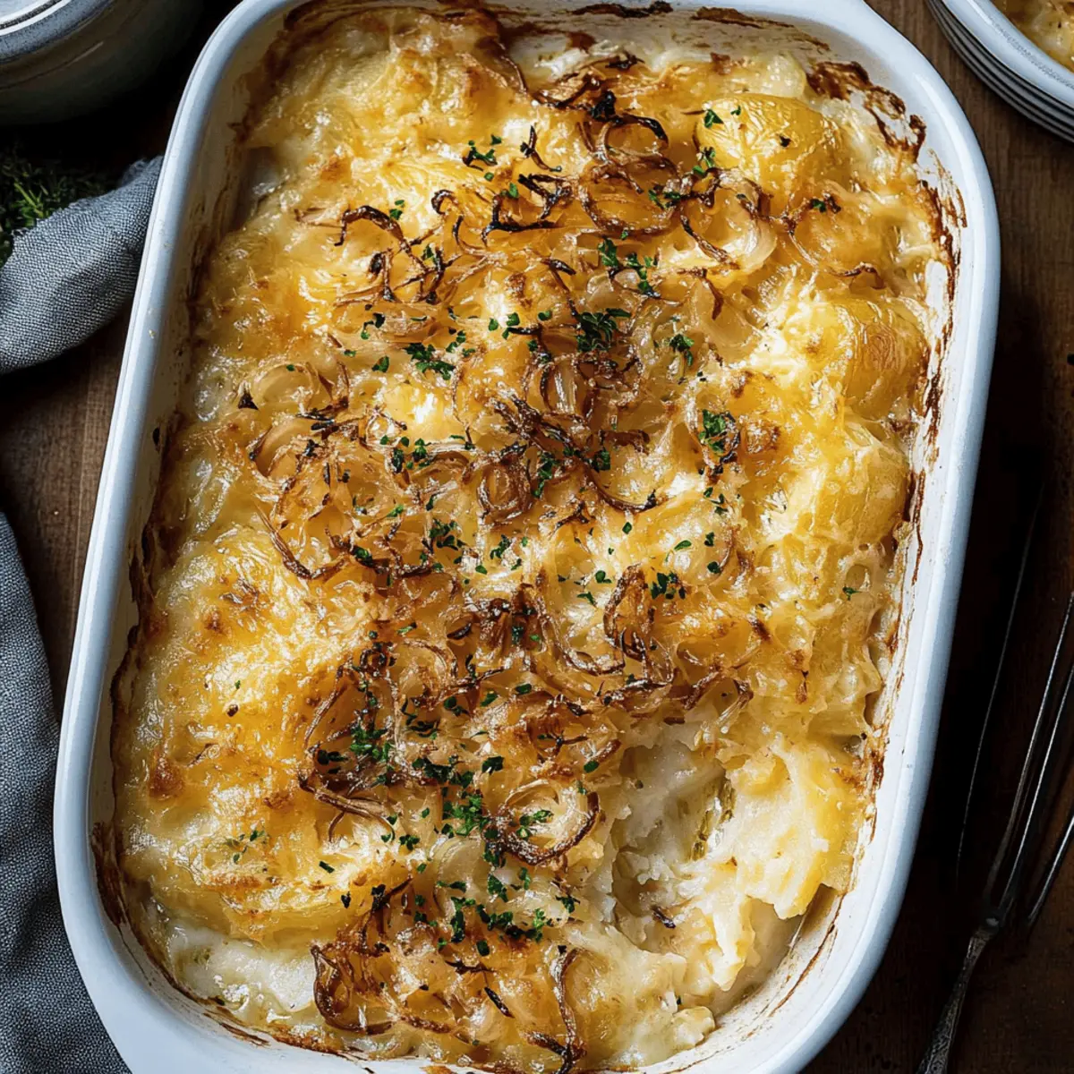 Deliciously Cheesy French Onion Funeral Potatoes Casserole Recipe