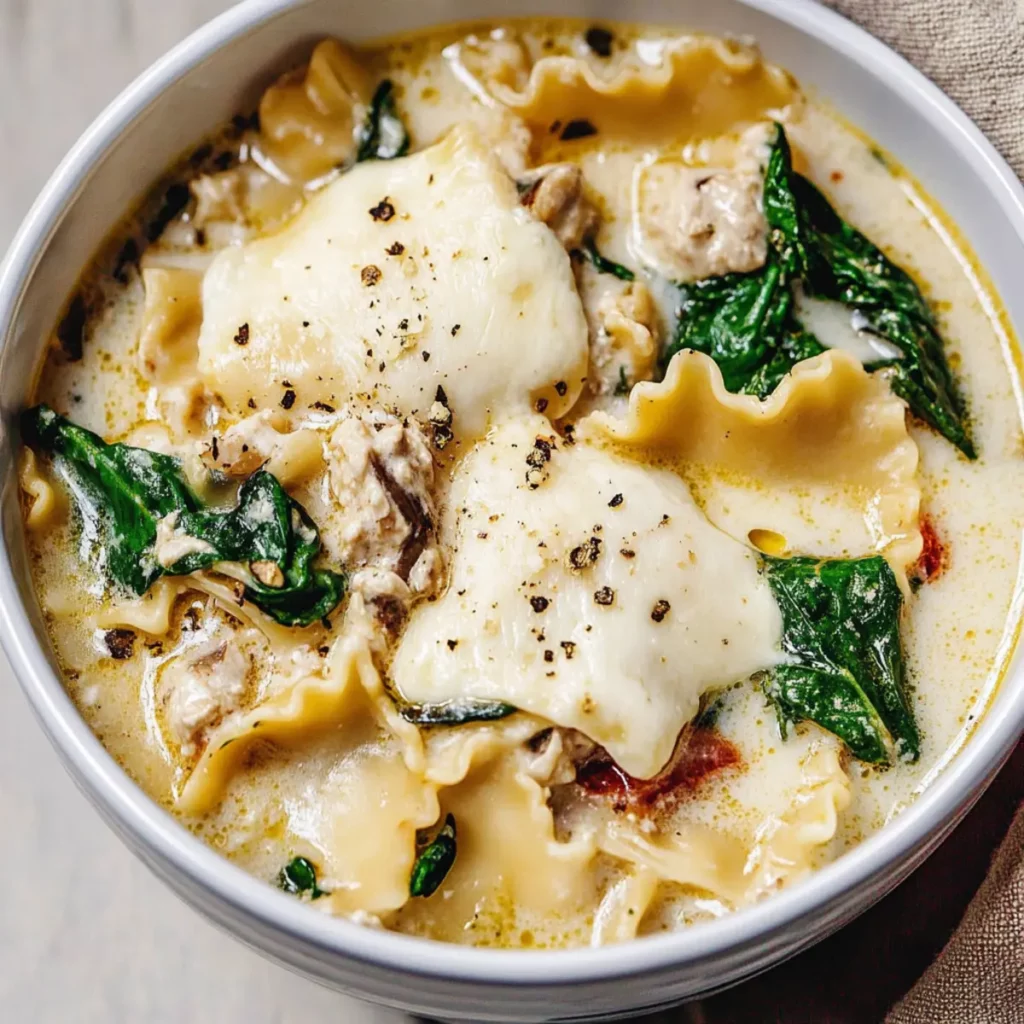 Cozy White Lasagna Soup with Creamy Flavor