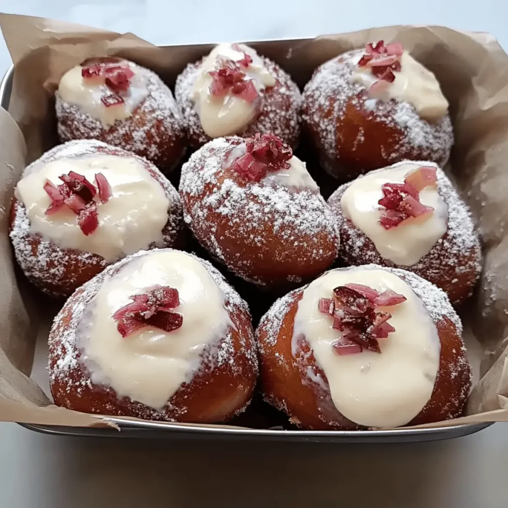 Cardamom Spiced Rhubarb Cream Donuts