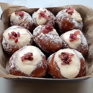 Cardamom Spiced Rhubarb Cream Donuts