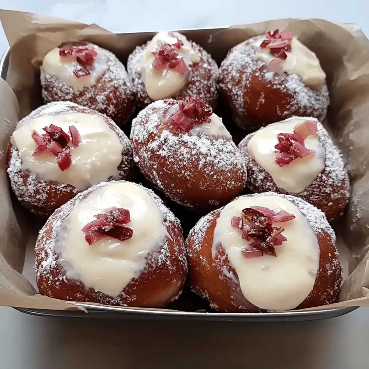 Cardamom Spiced Rhubarb Cream Donuts