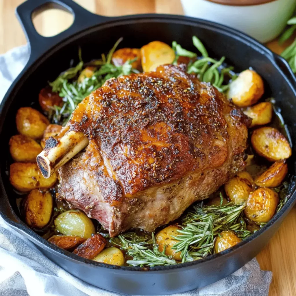Simple Rosemary and Garlic Lamb Shoulder Made in One Pan