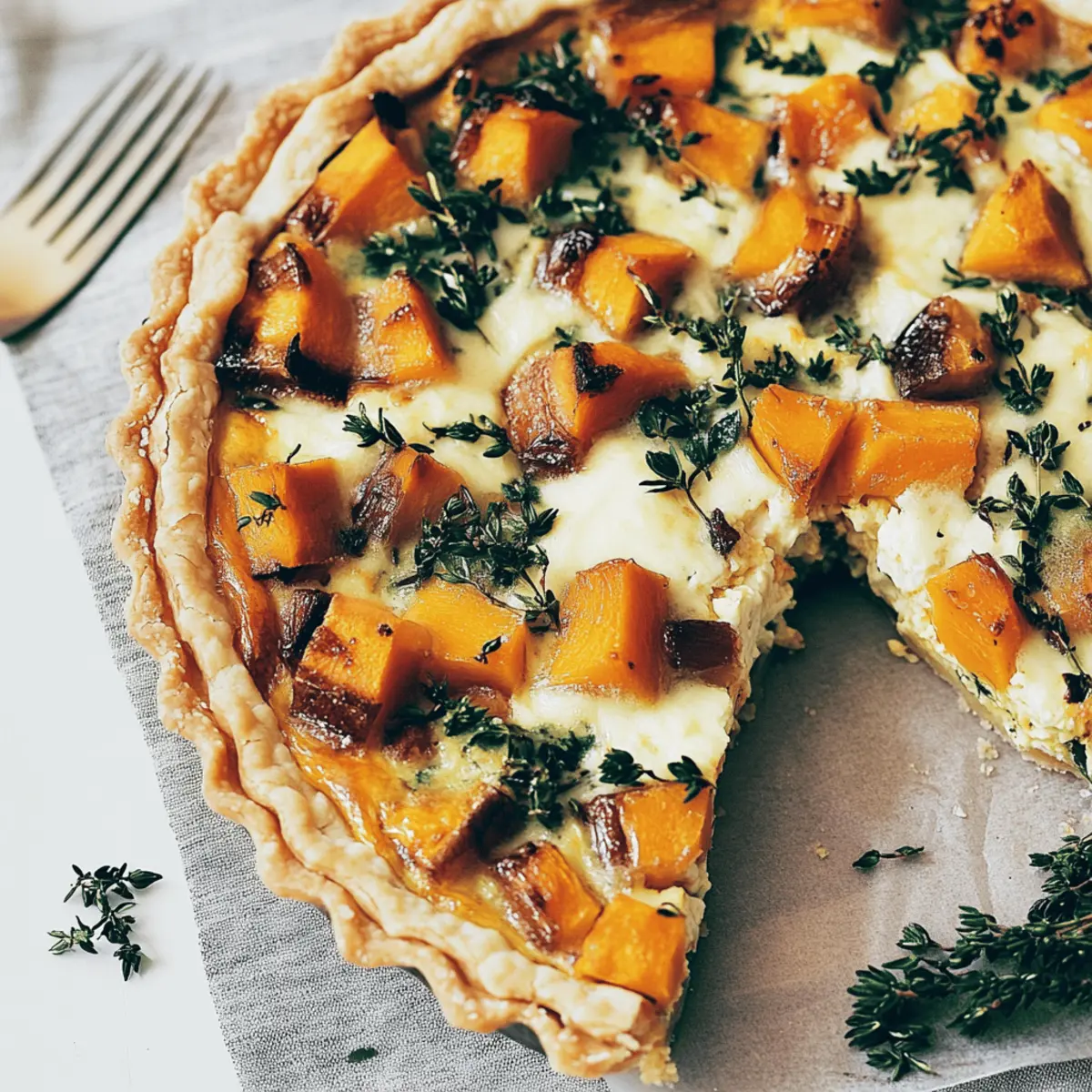 Three Cheese Butternut Quiche with Onions and Kale Recipe