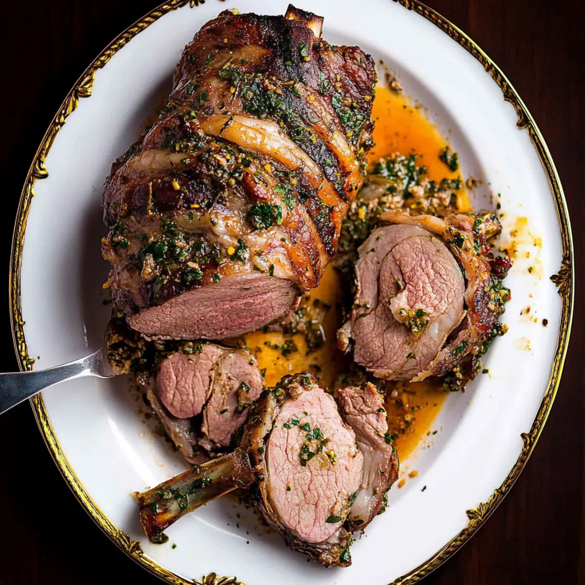 Perfectly Slow Roasted Boneless Leg of Lamb with Herb Marinade