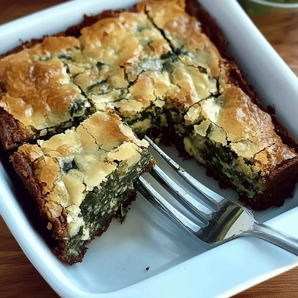 Delicious Spinach Brownies with Feta and Mozzarella Cheese