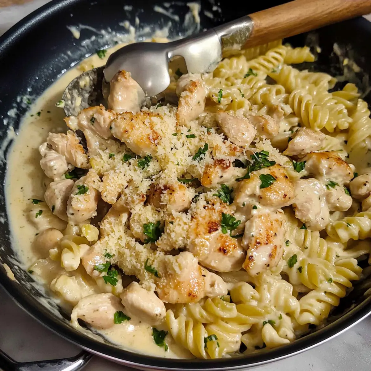 Creamy Parmesan Chicken with Rigatoni Pasta