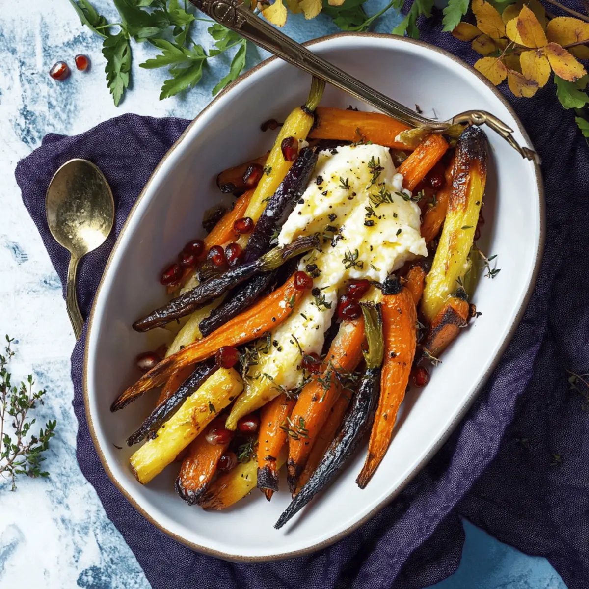 Honey Roasted Rainbow Carrots with Burrata and Pomegranate Recipe