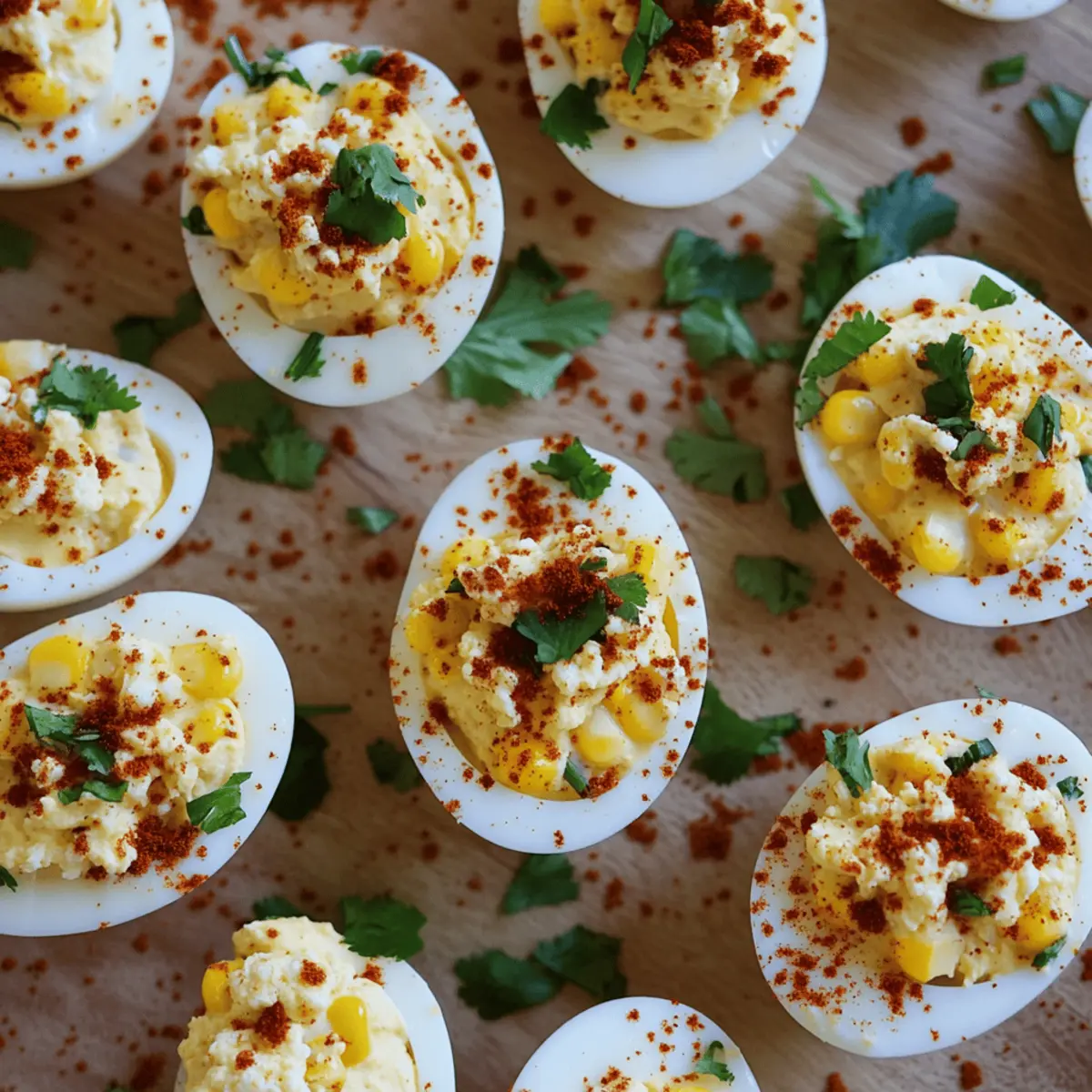 Mexican Street Corn Deviled Eggs with a Korean Twist