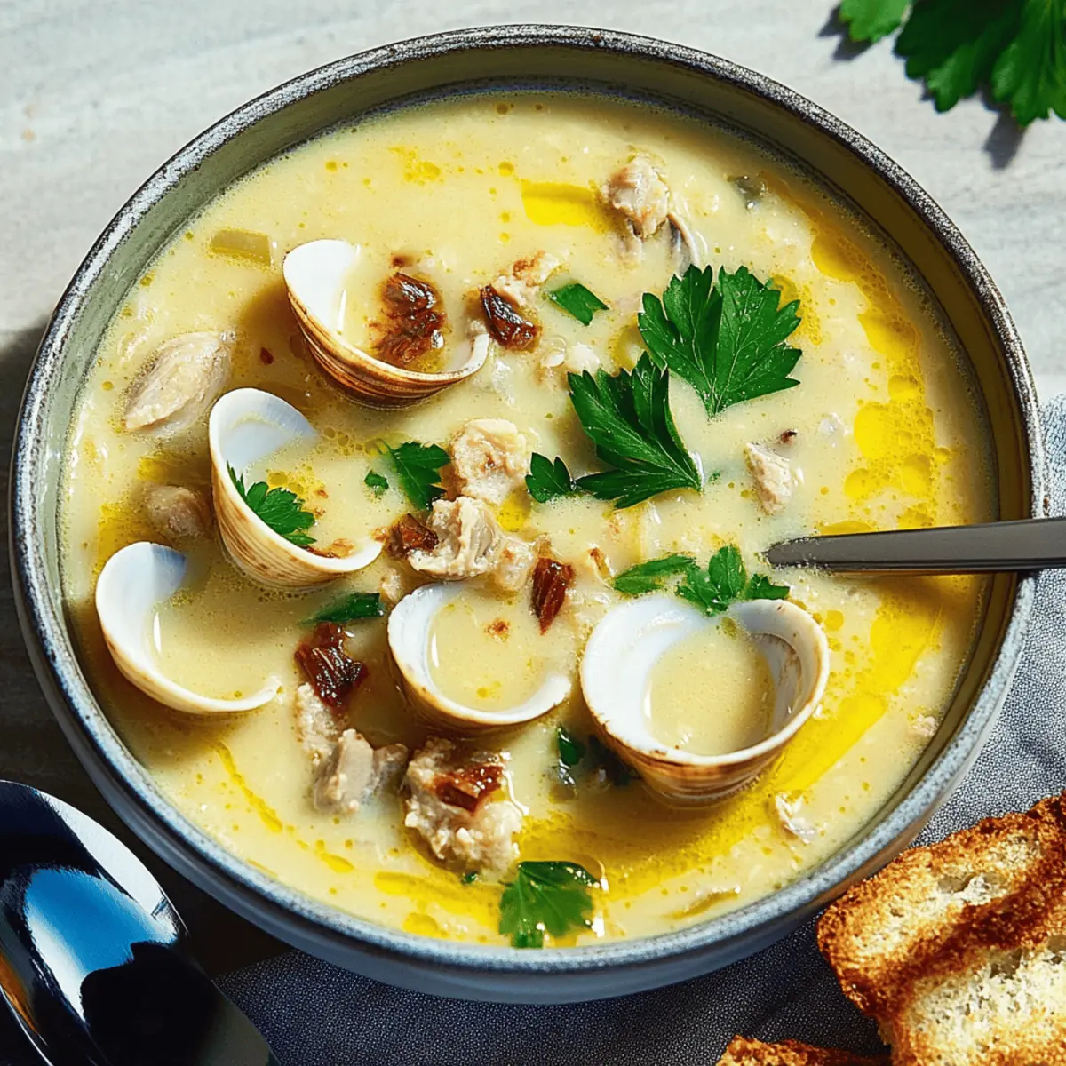 Delicious Clam Chowder with Anchovy Croutons Recipe to Savor