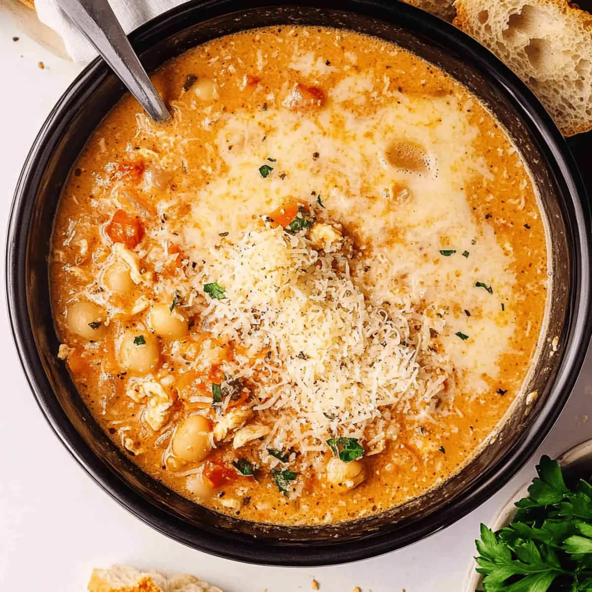 Crock Pot Creamy Chicken Parmesan Soup for Cozy Comfort Food