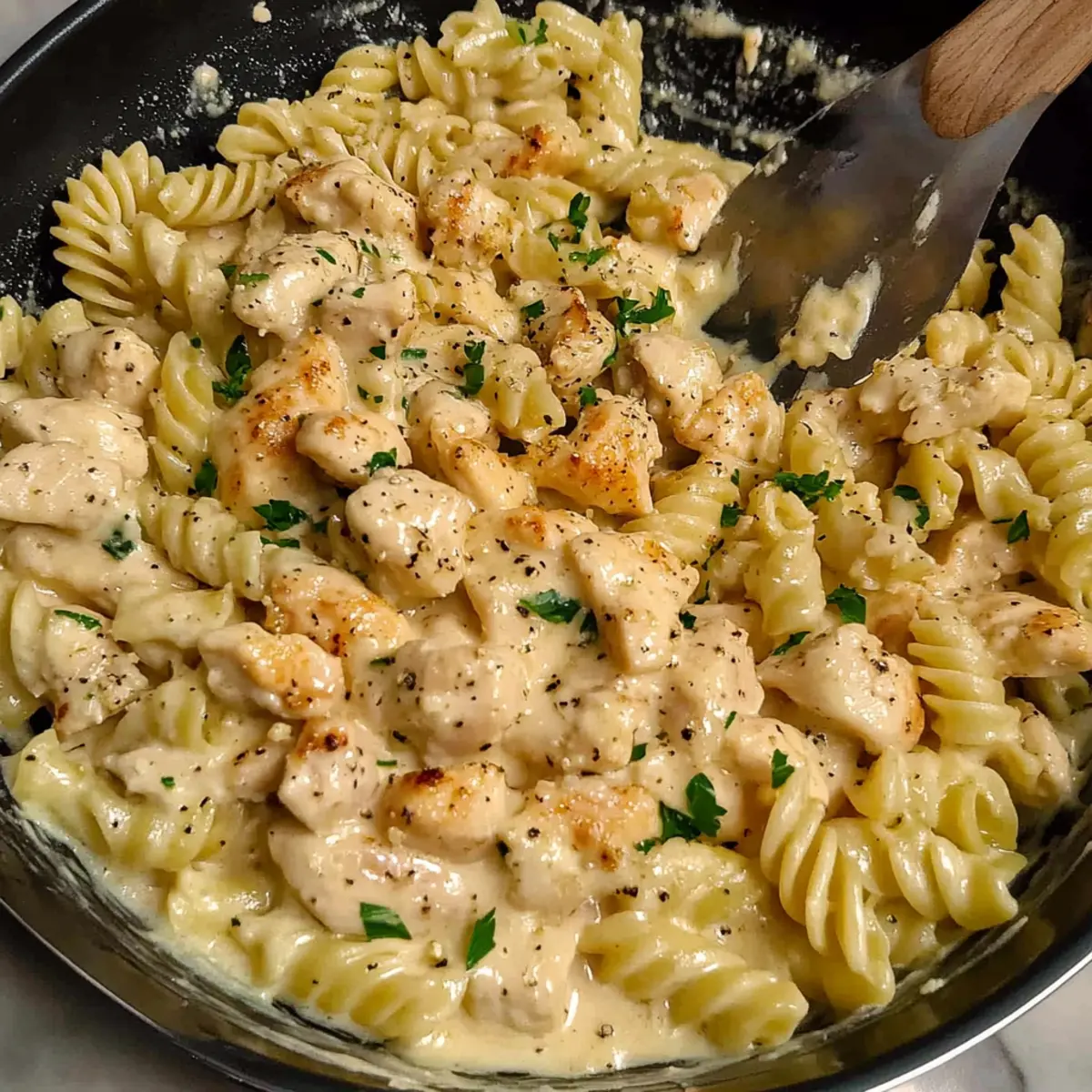 Creamy Parmesan Chicken with Rigatoni Pasta for a Quick Dinner
