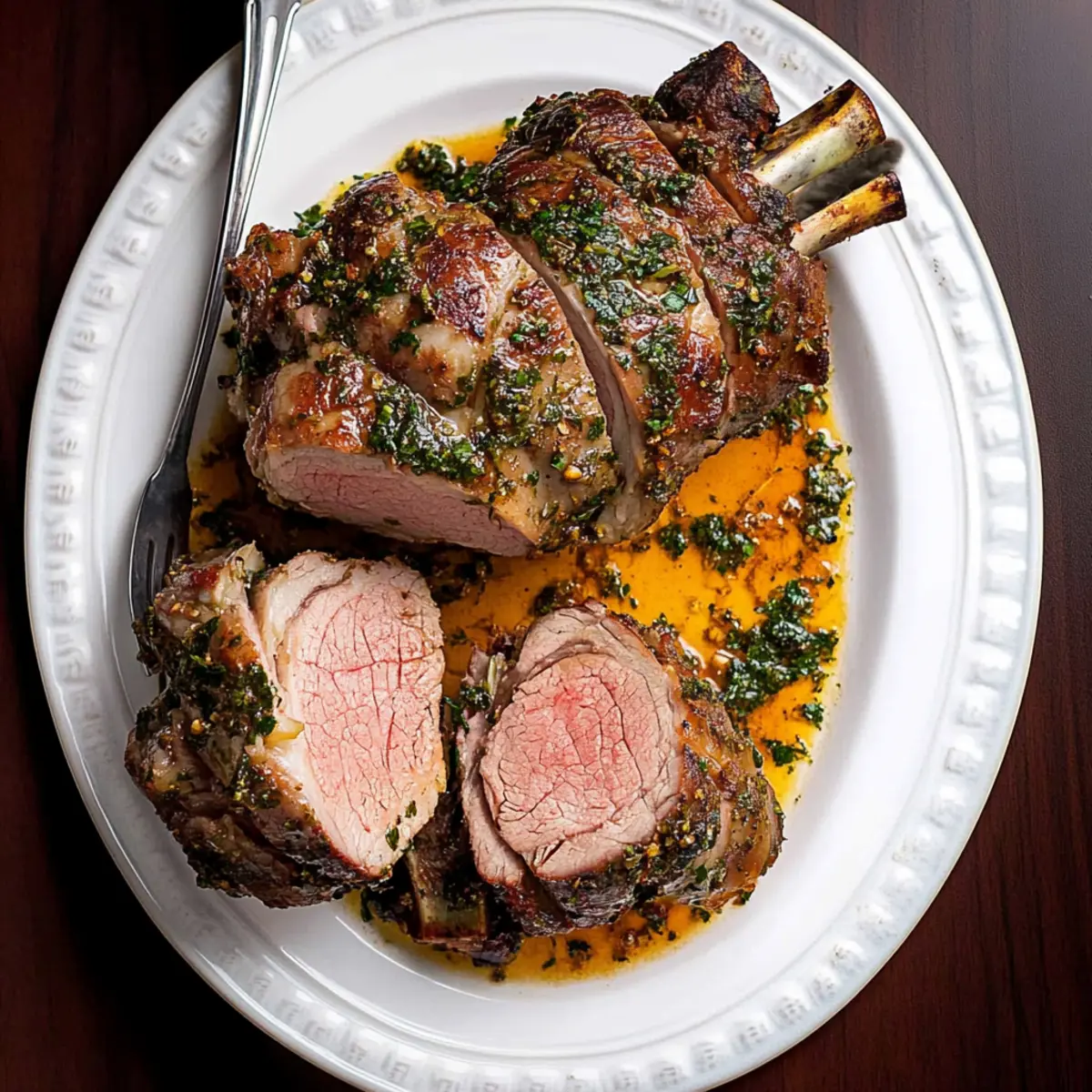 Perfectly Slow Roasted Boneless Leg of Lamb with Herb Marinade