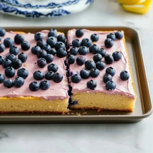 Easy Lemon Blueberry Sheet Cake Recipe