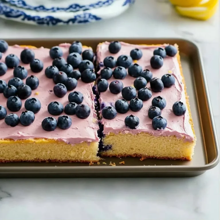 Easy Lemon Blueberry Sheet Cake Recipe