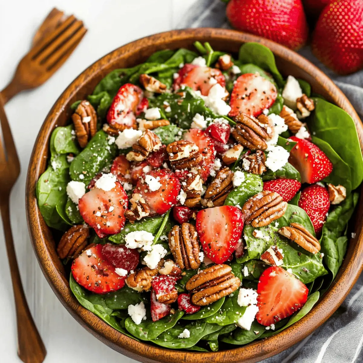 Delicious Spinach Strawberry Salad with Pecans Recipe Easy to Make