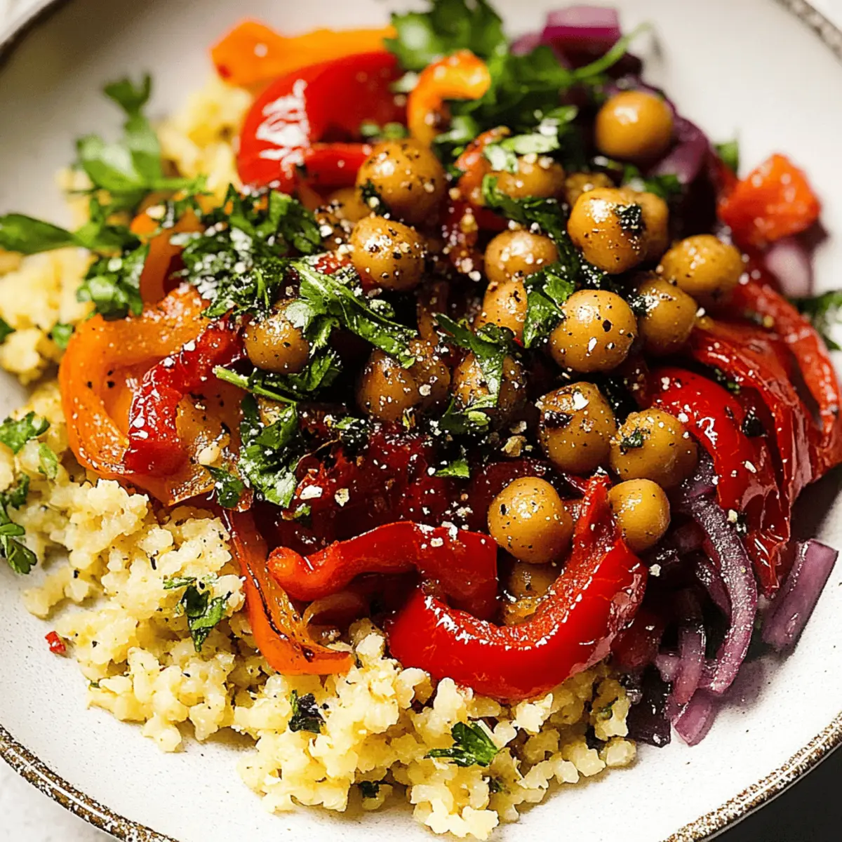 Delicious Roasted Red Pepper Salad with Quinoa and Chickpeas