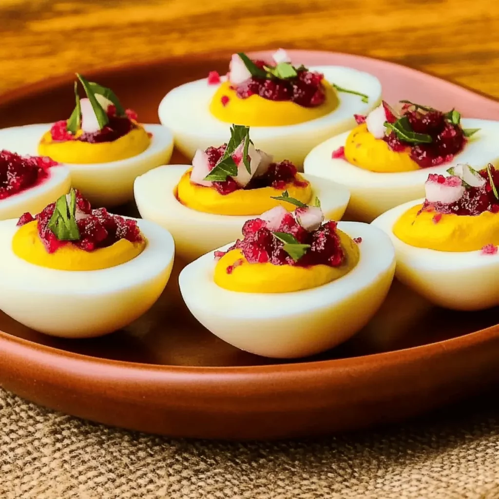 Harvest Cranberry Deviled Eggs