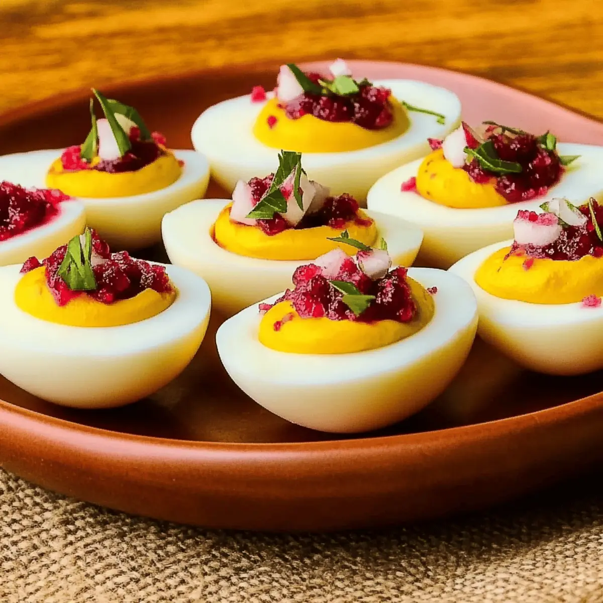Harvest Cranberry Deviled Eggs