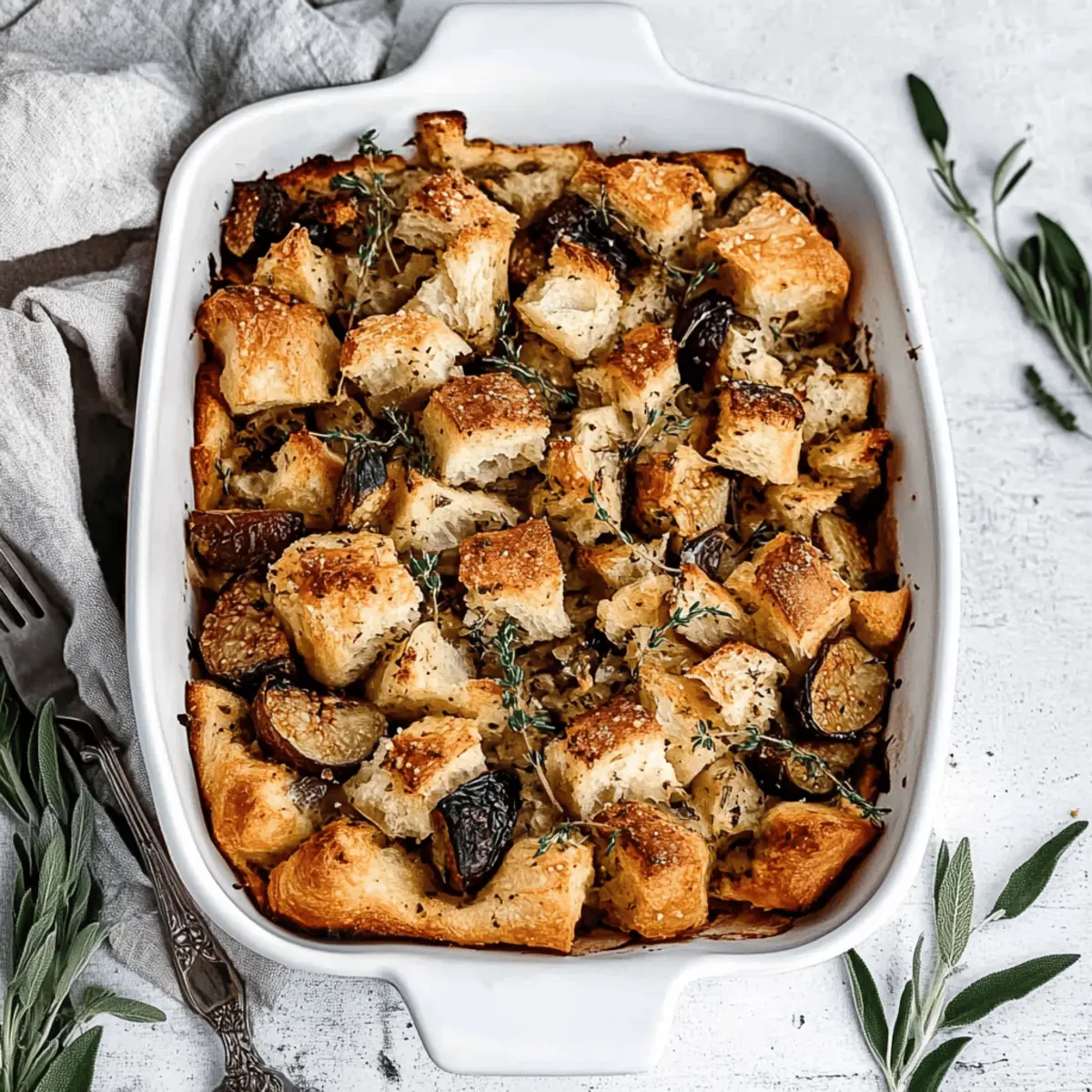 Focaccia Fig and Sage Stuffing with Wild Mushrooms Recipe