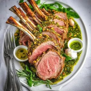 Rosemary Garlic and Pistachio Crusted Rack Of Lamb