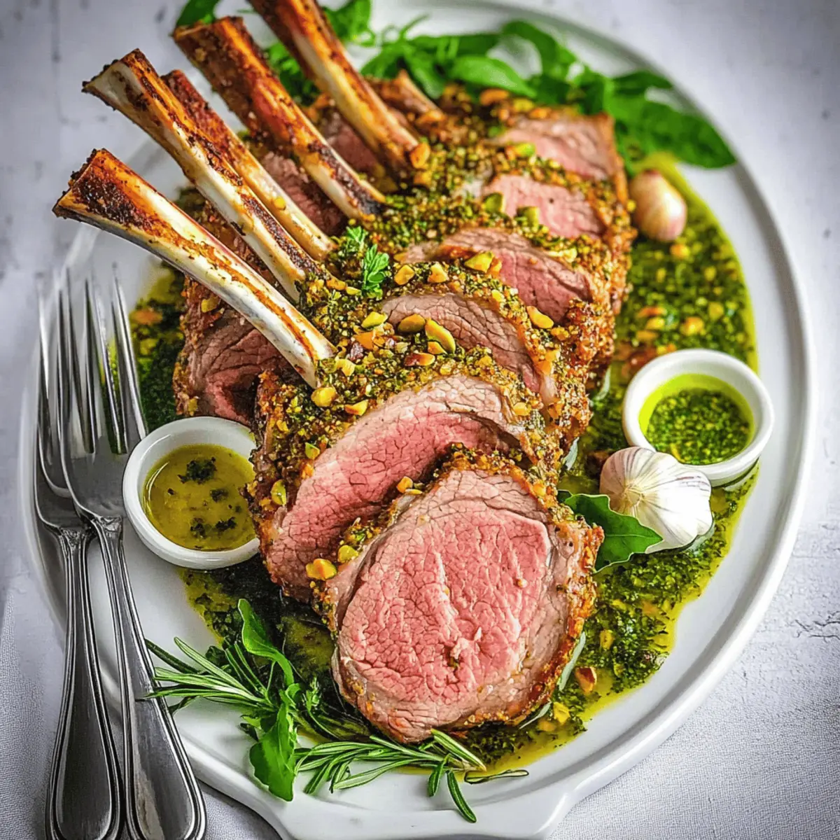 Rosemary Garlic and Pistachio Crusted Rack Of Lamb