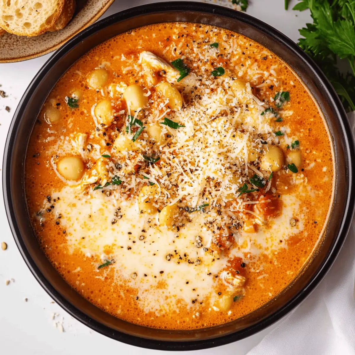 Creamy Crock Pot Chicken Parmesan Soup Recipe