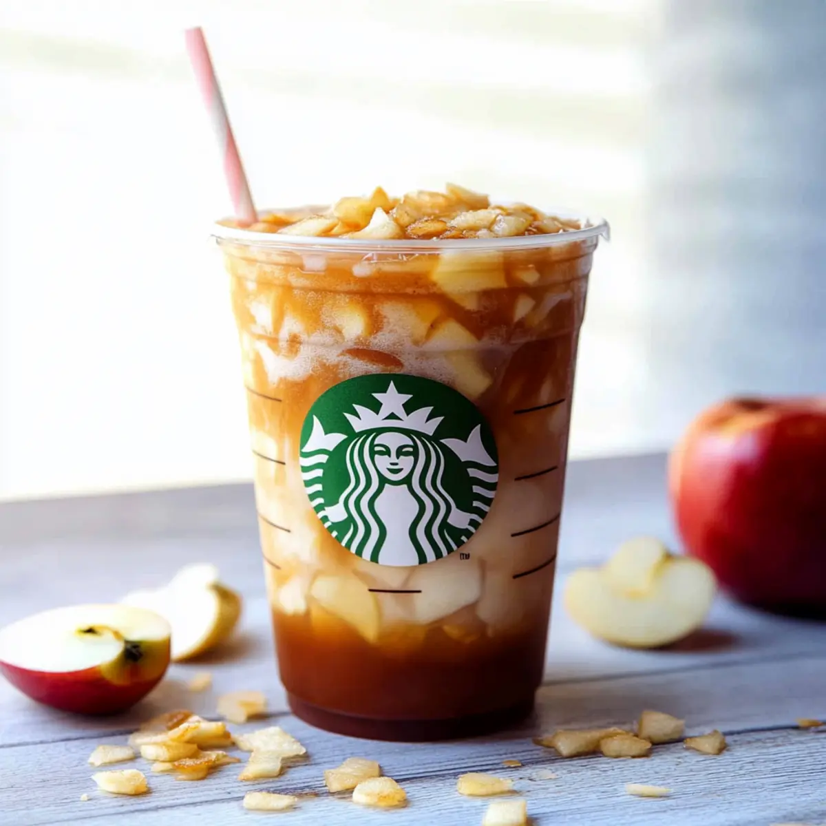 Delicious Iced Apple Crisp Oatmilk Macchiato Recipe with Starbucks Light Apple Tea