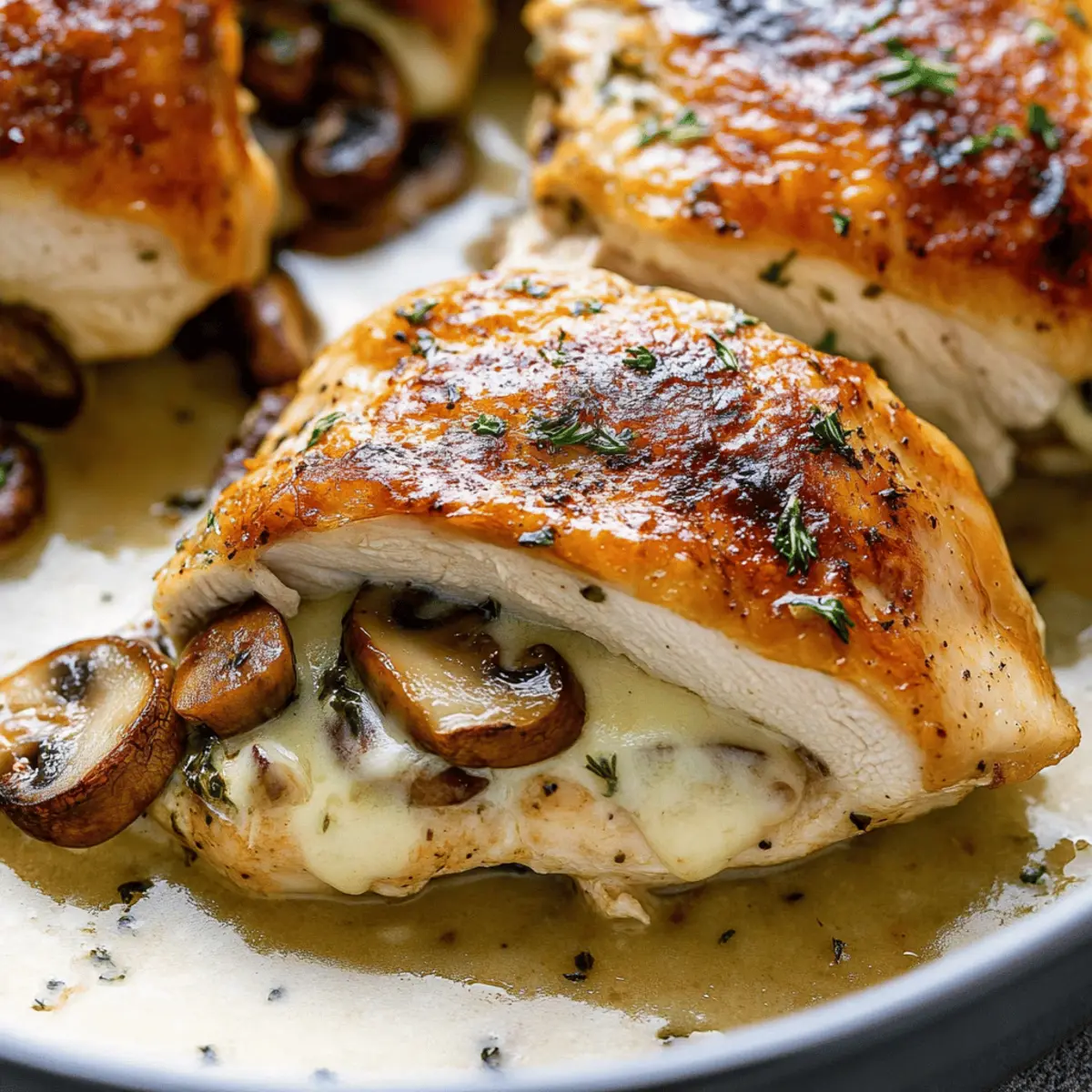 Garlic Butter Mushroom Stuffed Chicken Recipe with Cream Sauce