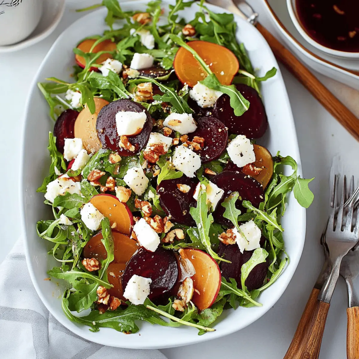 Beet and Goat Cheese Arugula Salad with Balsamic Vinaigrette